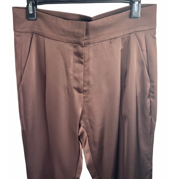 Veiled Colletion Ghalia Dark Brown Satin High Rise Trousers L - Picture 5 of 13